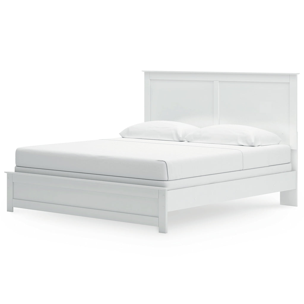 Bostwick Shoals King Panel Bed, Dresser, Mirror, Chest and 2 Nightstands, White