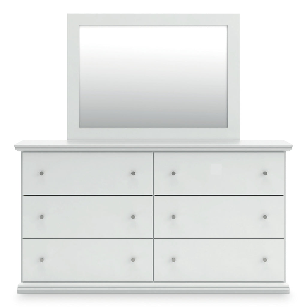 Bostwick Shoals Twin Panel Bed, Dresser, Mirror and 2 Nightstands, White