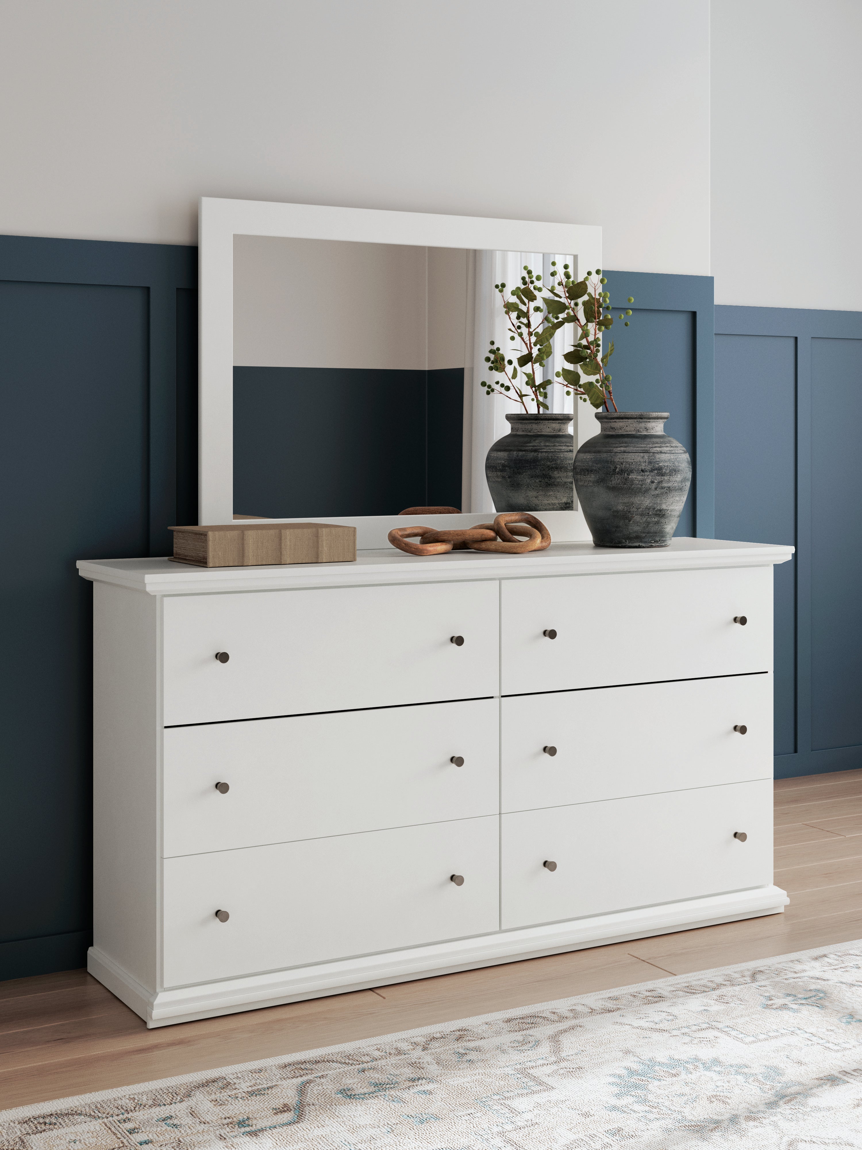 Bostwick Shoals Full Panel Bed, Dresser, Mirror, Chest, and Nightstand, White