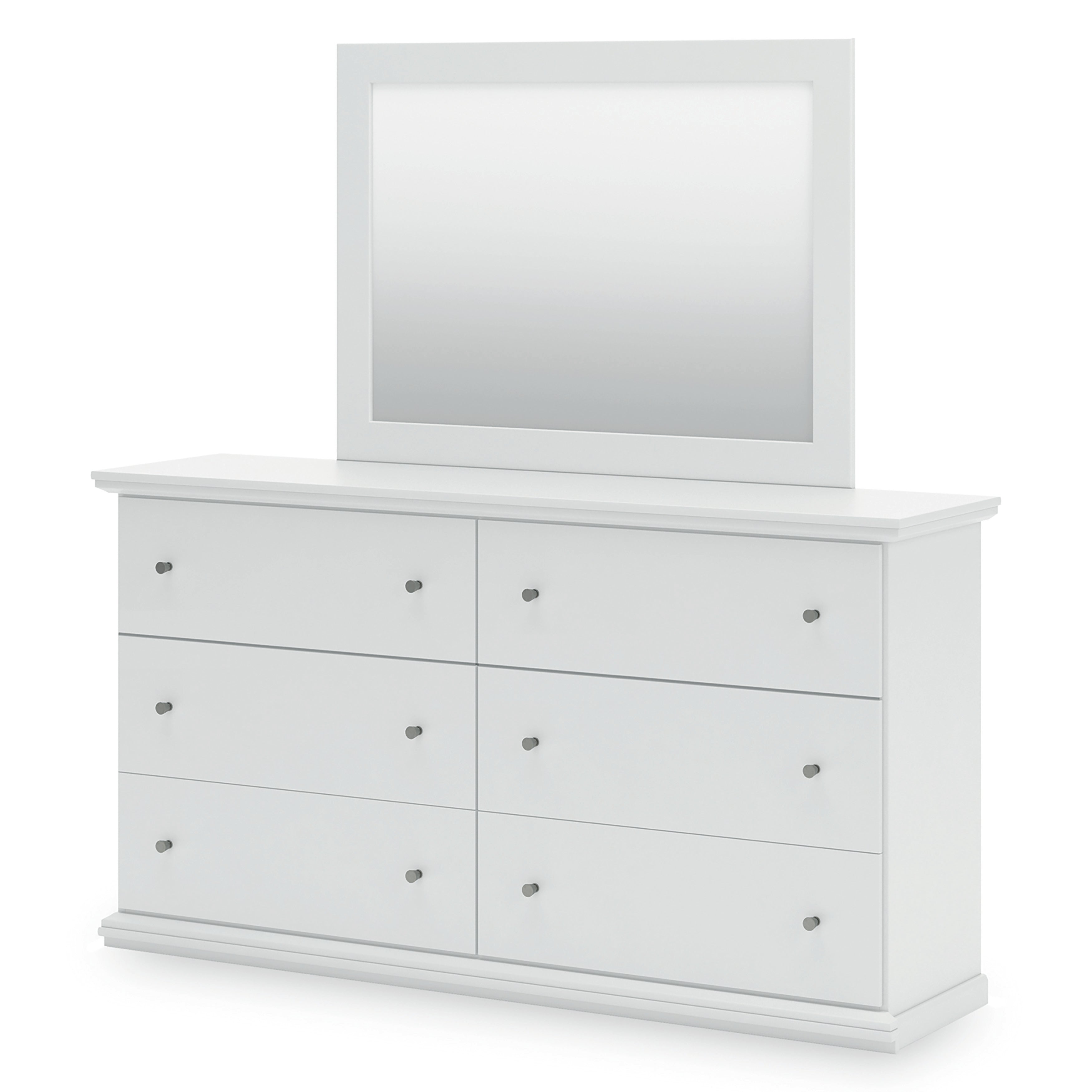 Bostwick Shoals King Panel Bed, Dresser, Mirror, Chest and 2 Nightstands, White