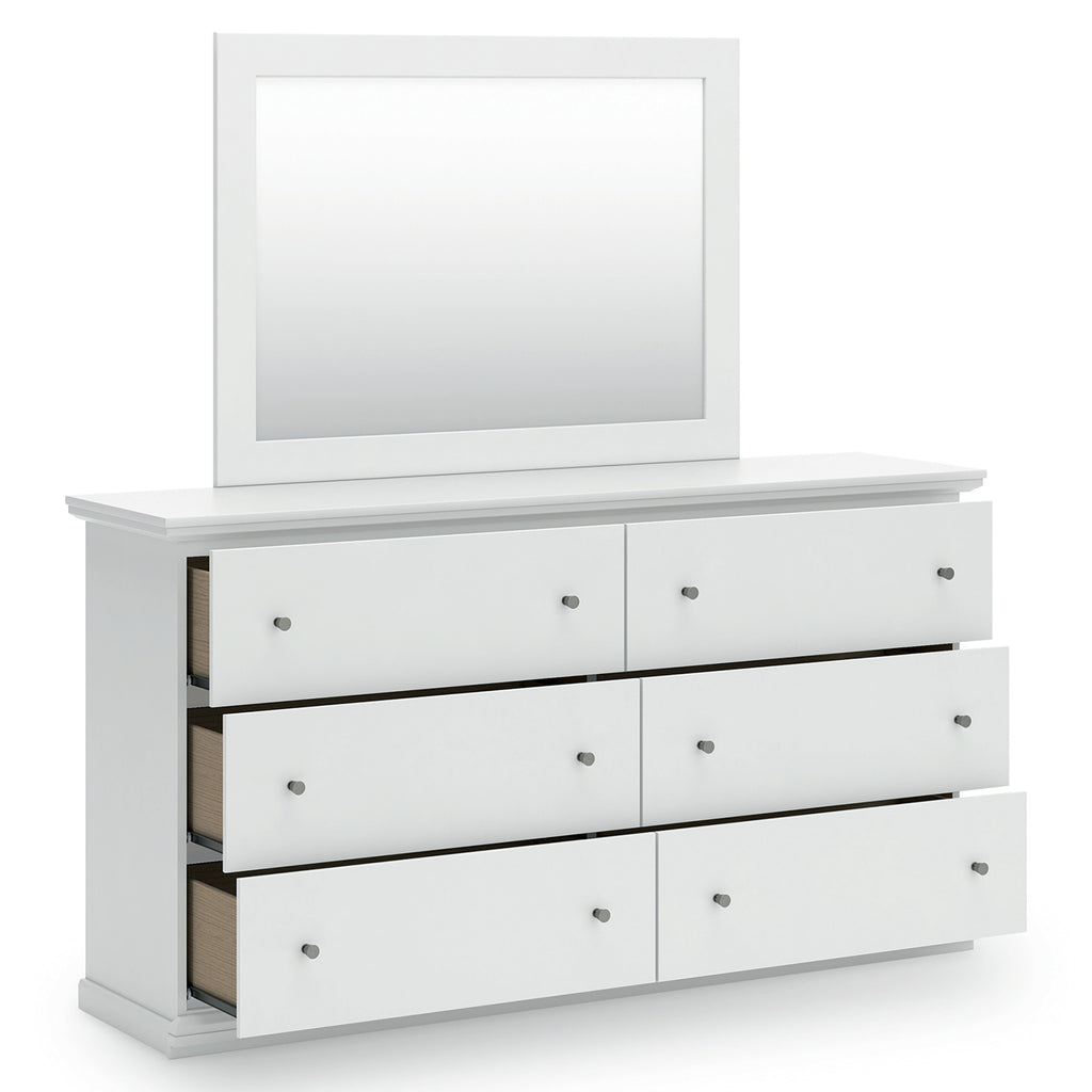 Bostwick Shoals Twin Panel Bed, Dresser, Mirror and Nightstand, White
