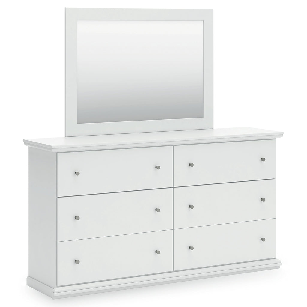 Bostwick Shoals Twin Panel Bed, Dresser, Mirror, Chest and Nightstand, White