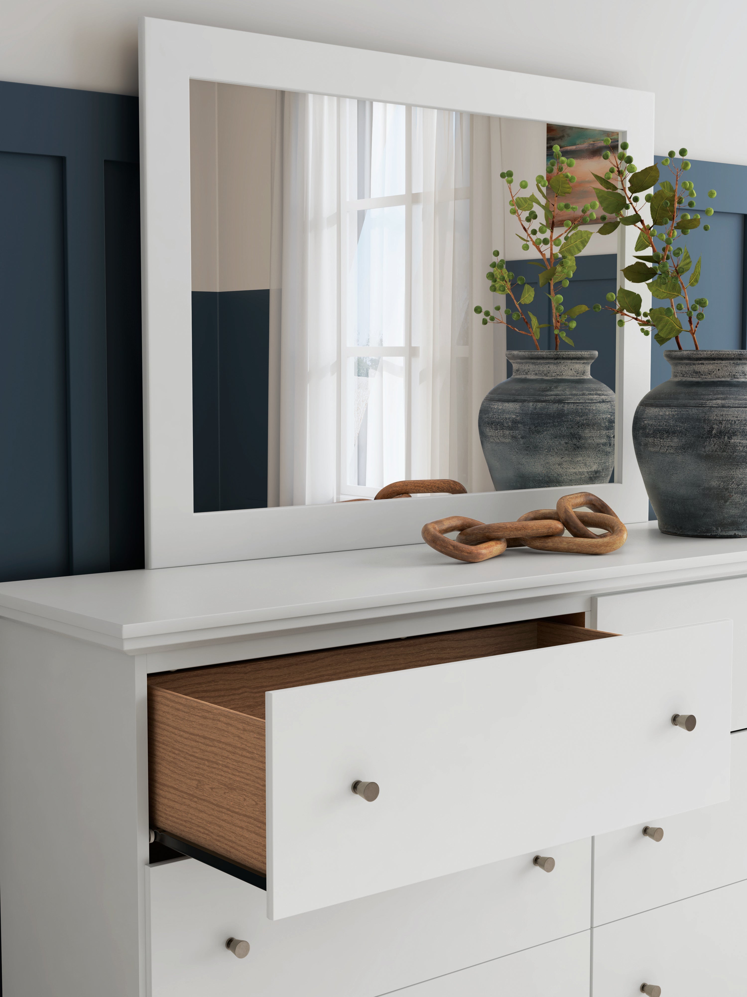 Bostwick Shoals Full Panel Bed, Dresser, Mirror and 2 Nightstands, White
