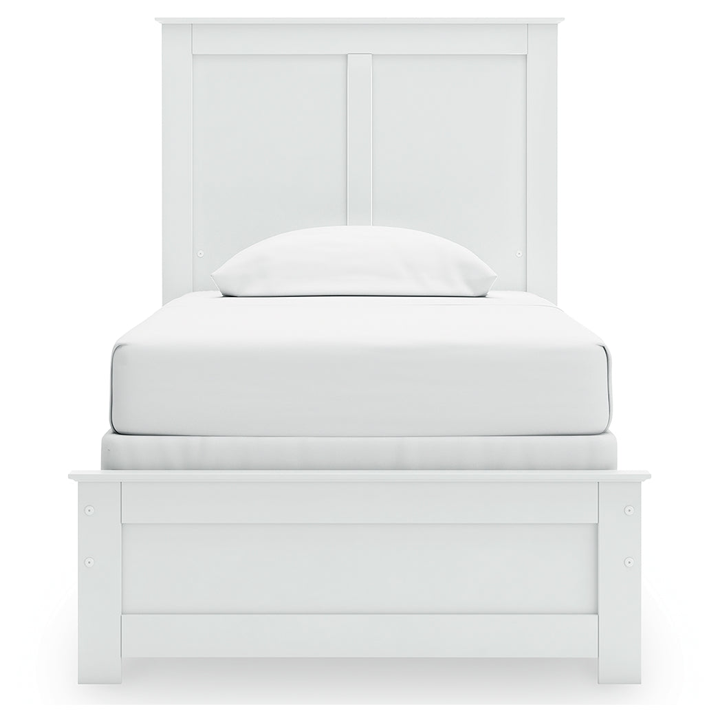 Bostwick Shoals Twin Panel Bed, Dresser, Mirror, Chest and Nightstand, White