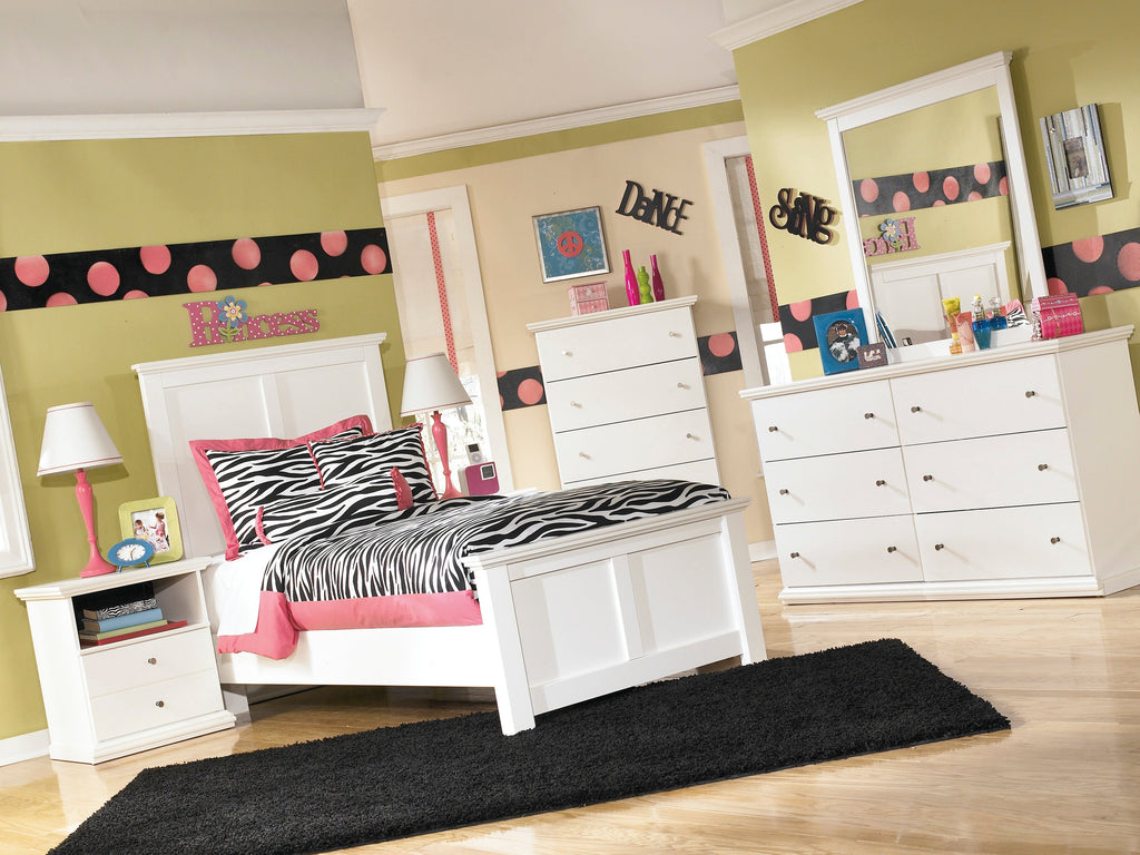 Bostwick Shoals White Twin Panel Bed, Chest and 2 Nightstands