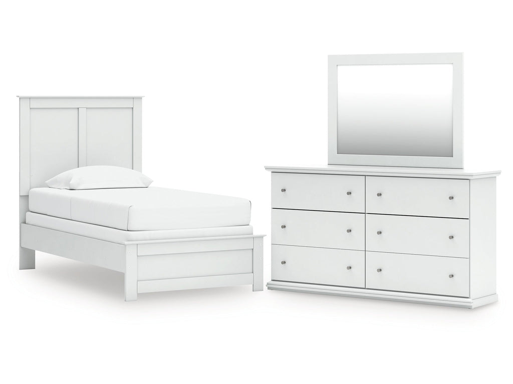 Bostwick Shoals White Twin Panel Bed, Dresser and Mirror