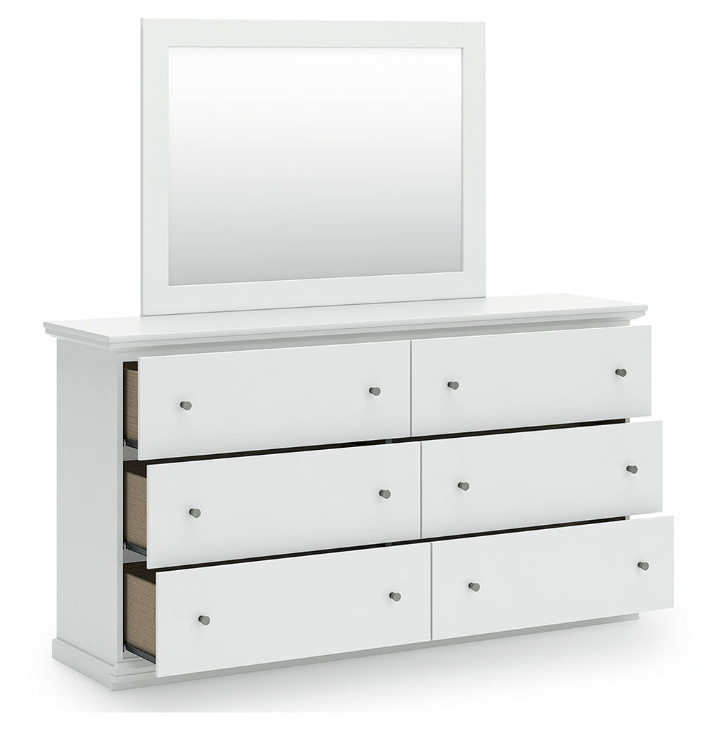 Bostwick Shoals White Twin Panel Bed, Dresser and Mirror