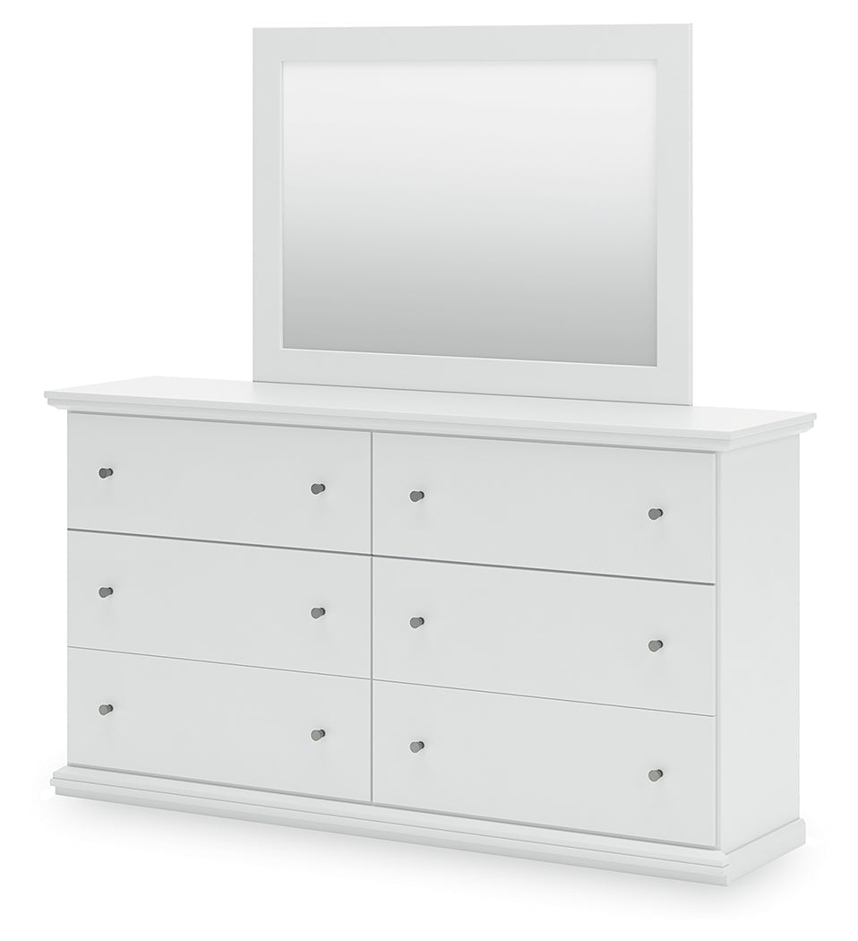 Bostwick Shoals White Twin Panel Bed, Dresser and Mirror
