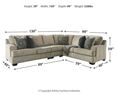 Bovarian Stone 3-Piece Sectional with Ottoman