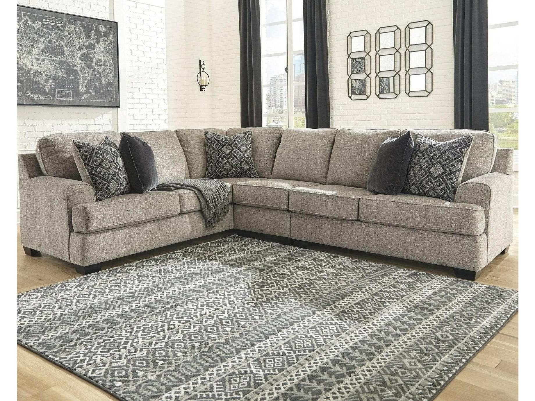 Bovarian Stone 3pc Sectional L Shape Sofa