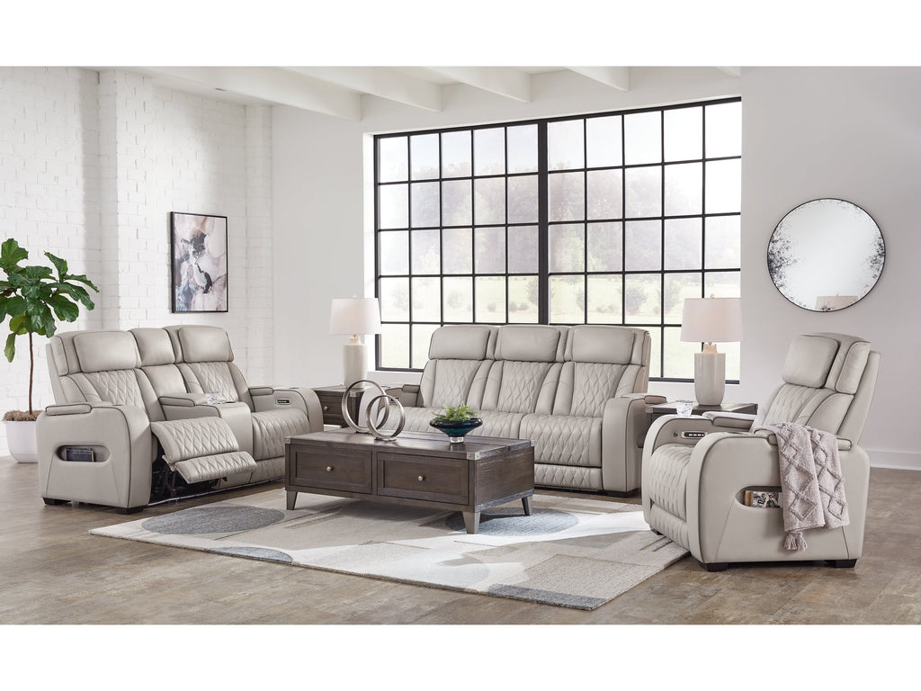 Boyington Gray Power Reclining Sofa, Loveseat and Recliner