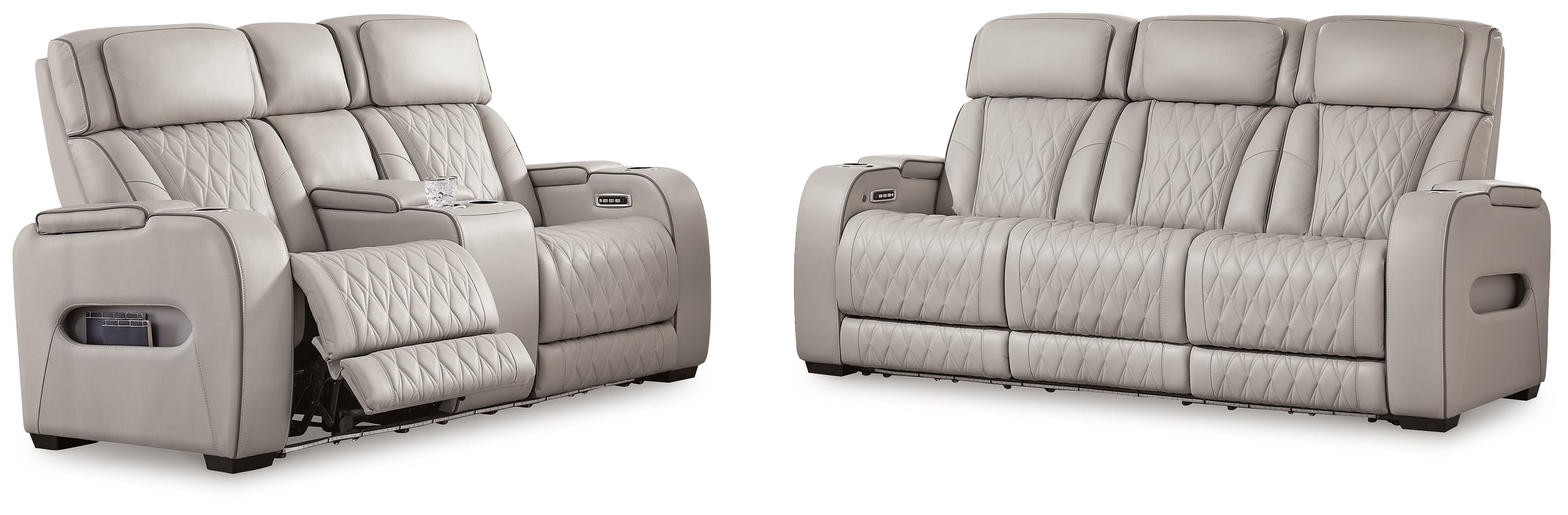 Boyington Gray Power Reclining Sofa, Loveseat and Recliner