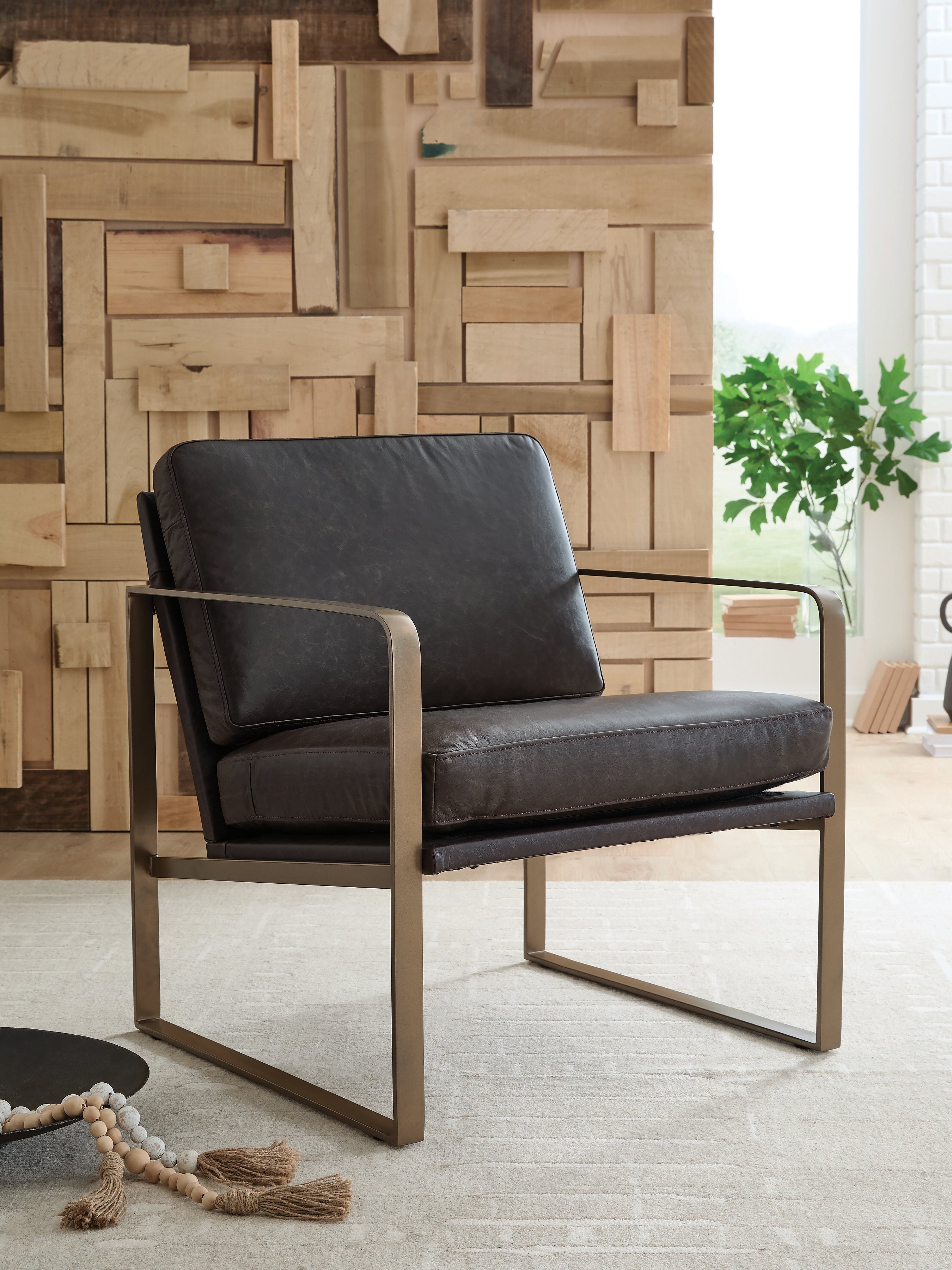 Bradett Dark Brown/Gold Accent Chair