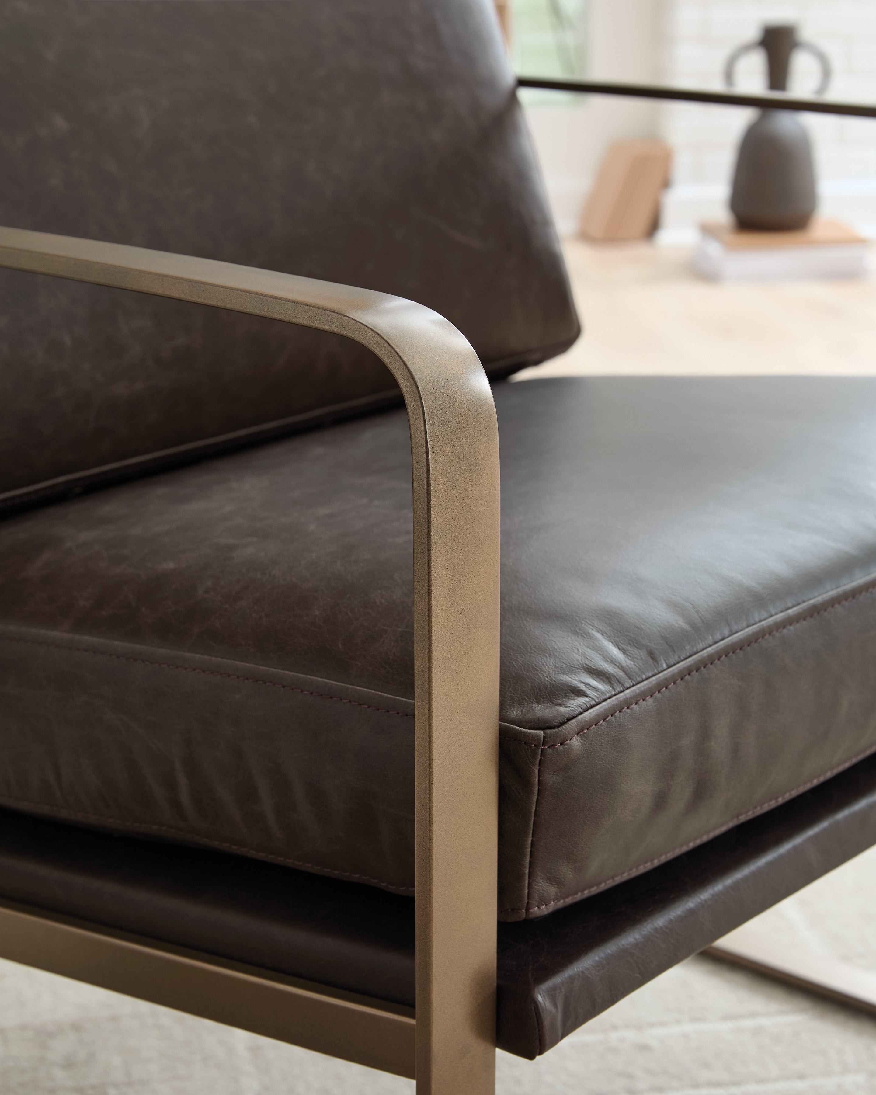 Bradett Dark Brown/Gold Accent Chair