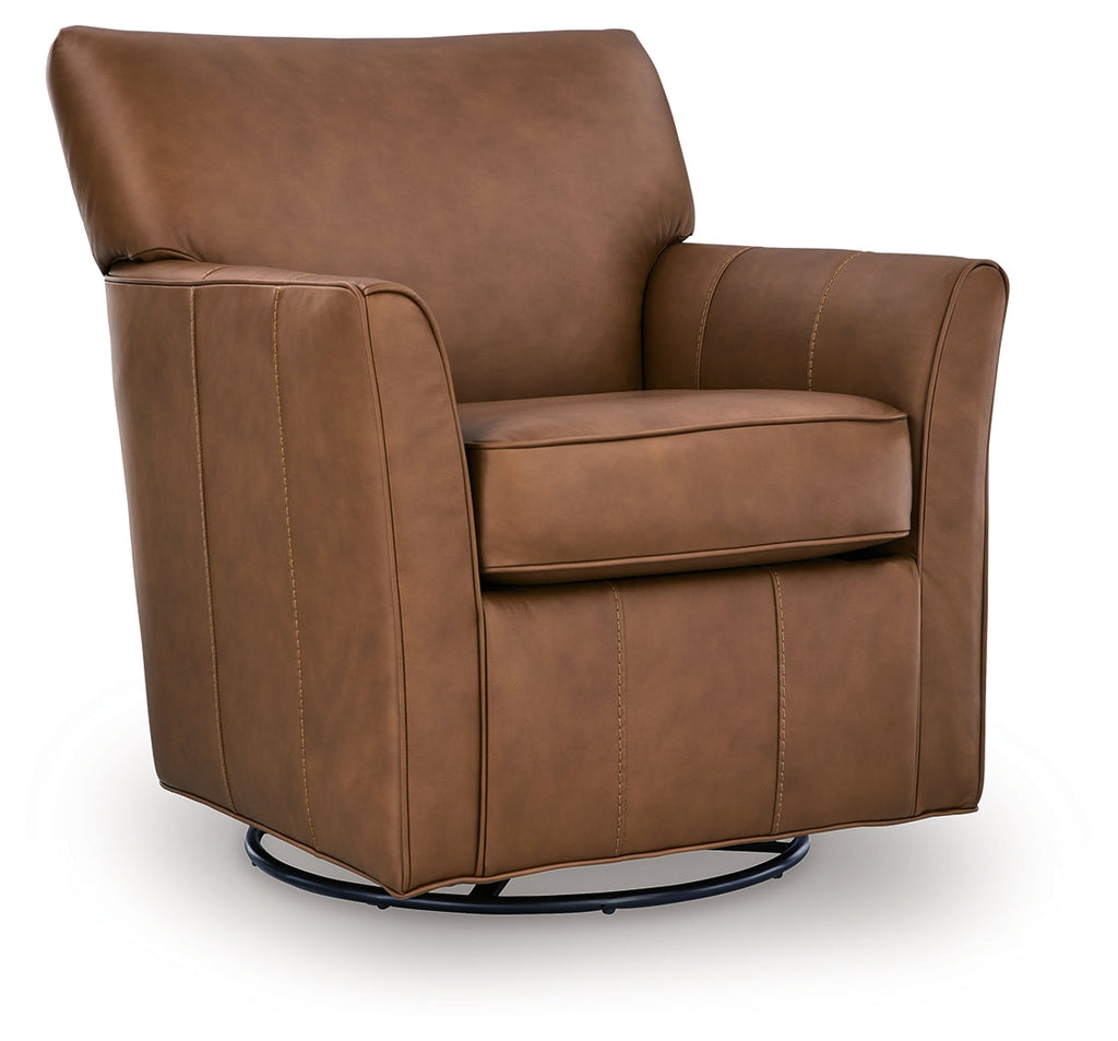 Braydunn Caramel Swivel Glider Accent Chair