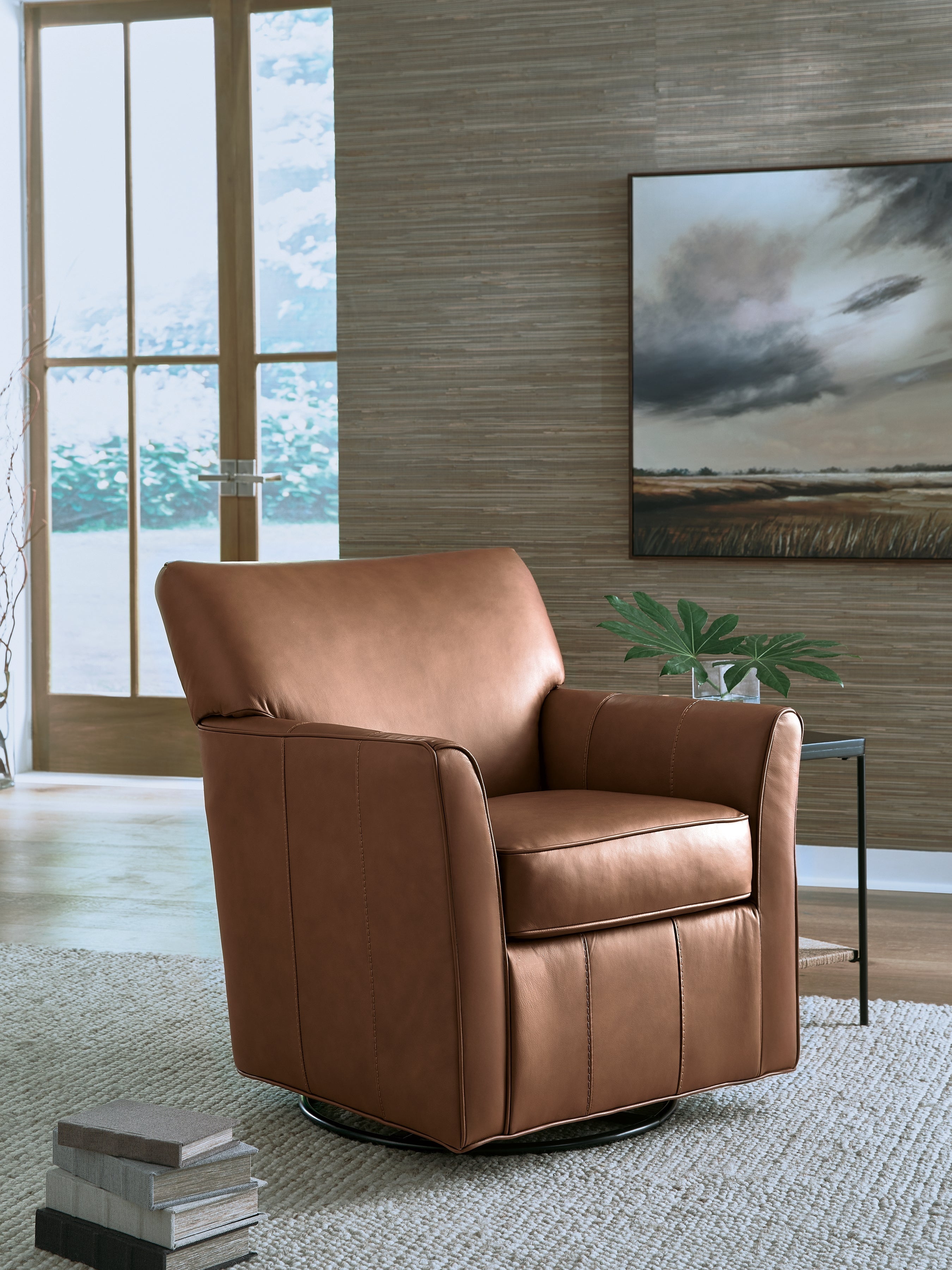 Braydunn Caramel Swivel Glider Accent Chair