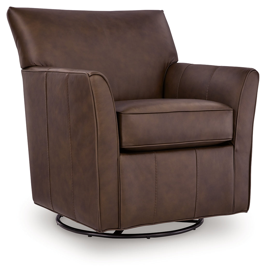 Braydunn Espresso Brown Swivel Glider Accent Chair