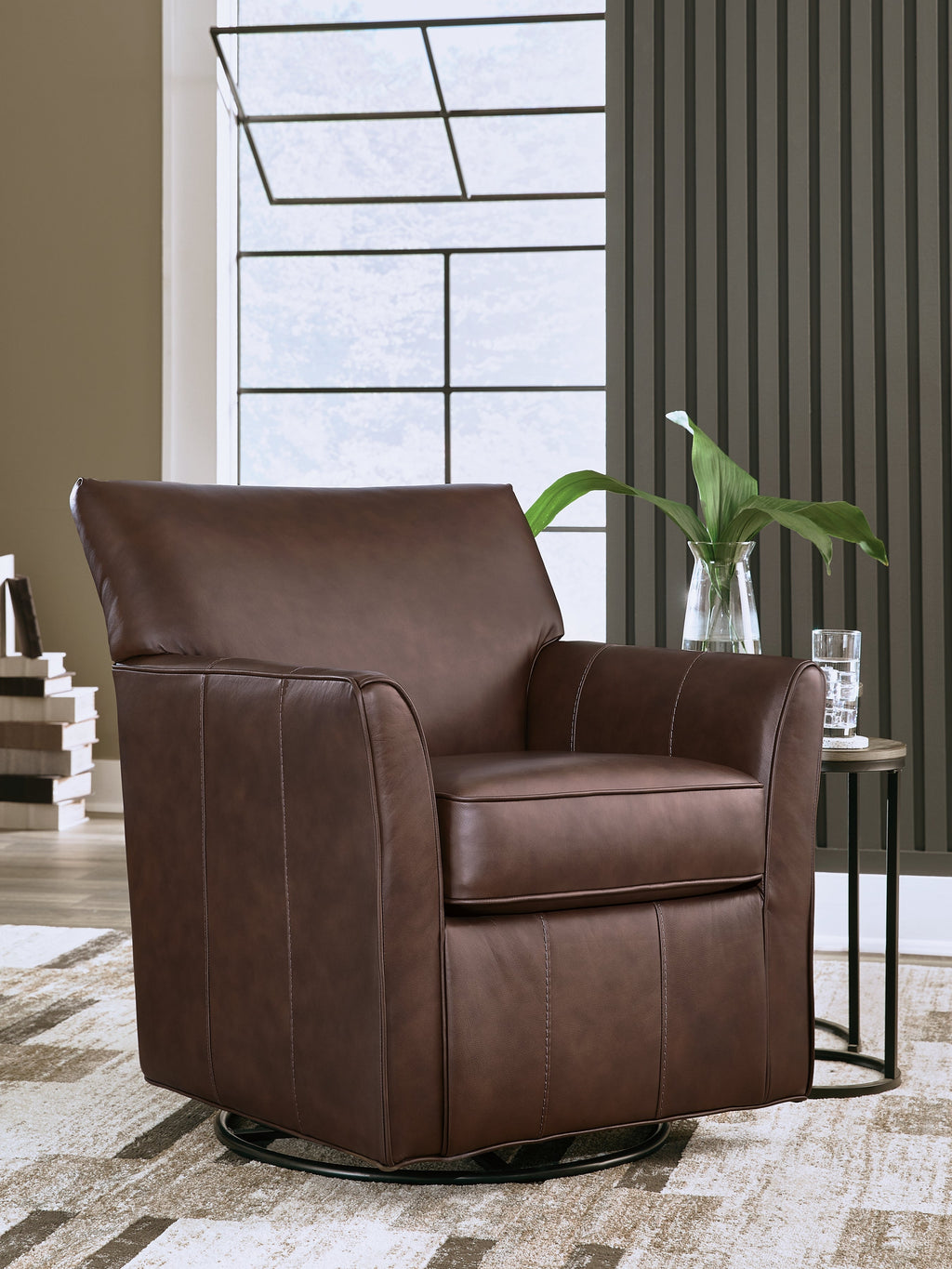 Braydunn Espresso Brown Swivel Glider Accent Chair