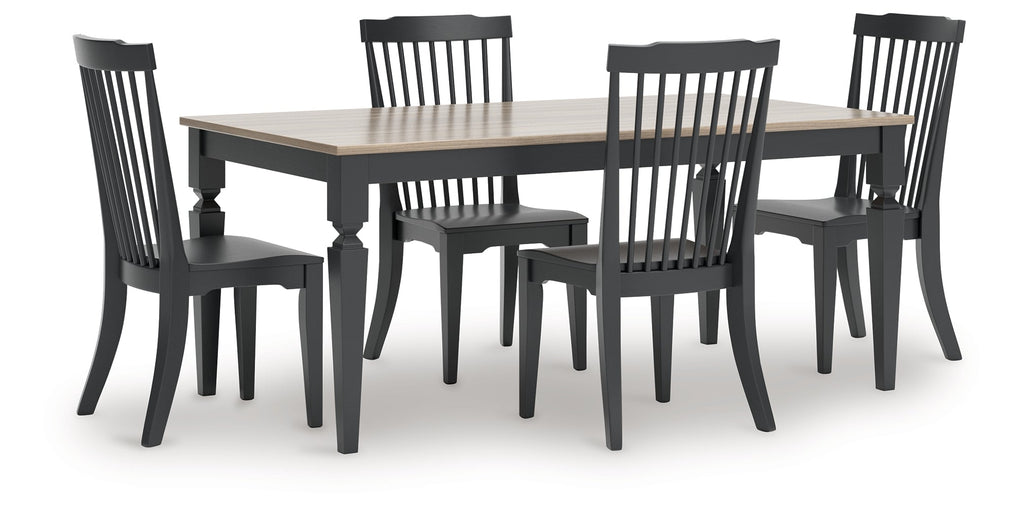 Brenkerton Grayish Brown/Black Dining Table and 4 Chairs