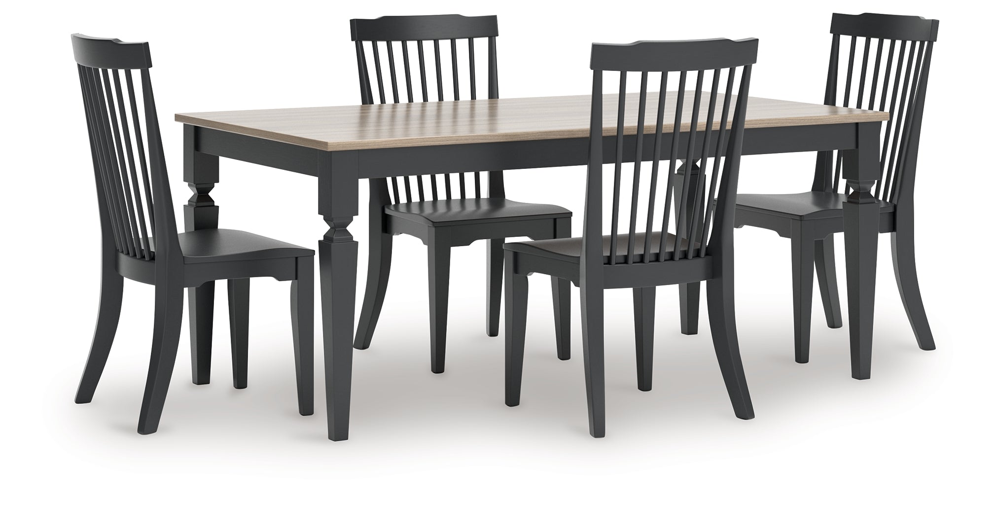 Brenkerton Grayish Brown/Black Dining Table and 4 Chairs