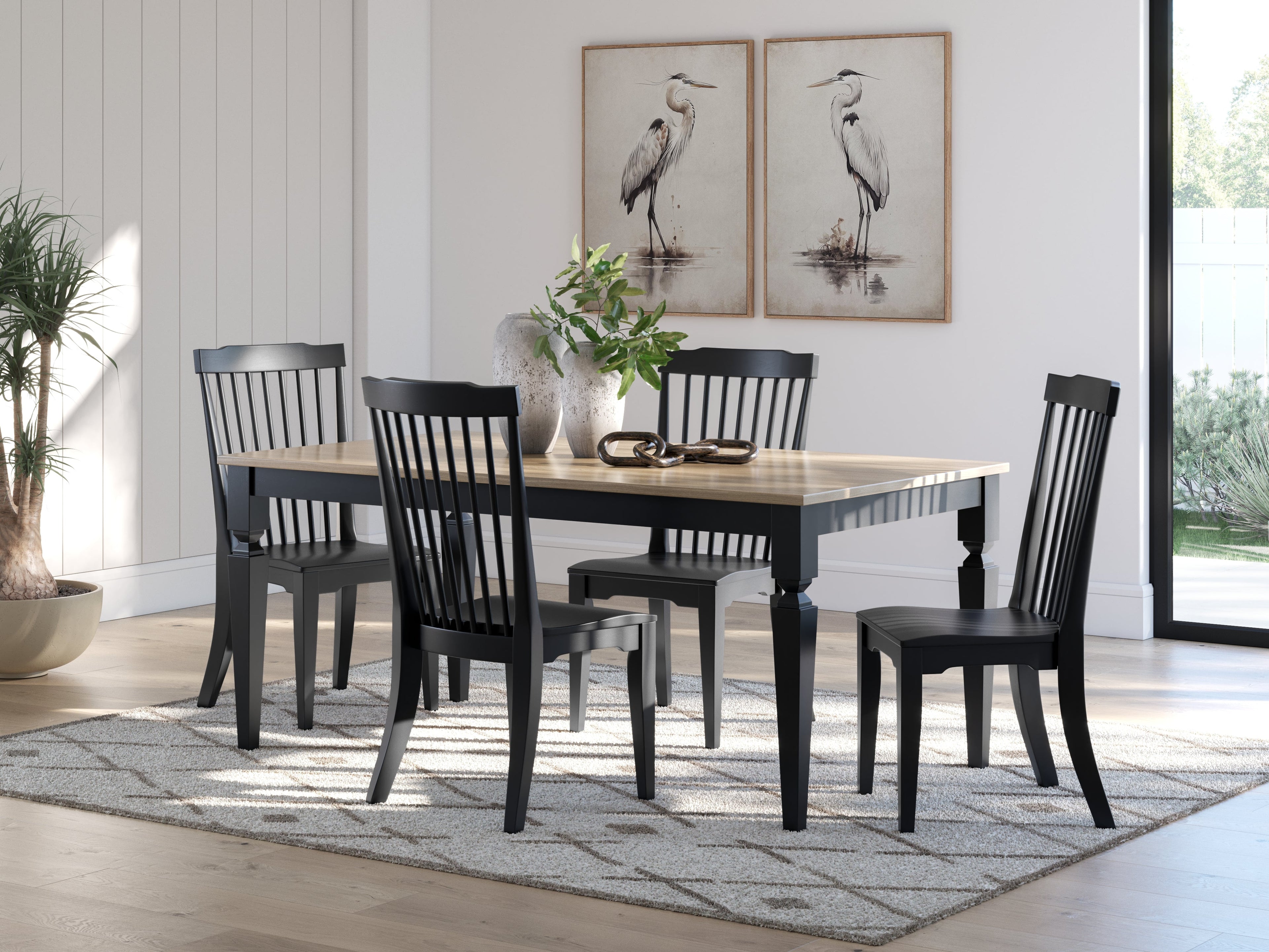 Brenkerton Grayish Brown/Black Dining Table and 4 Chairs