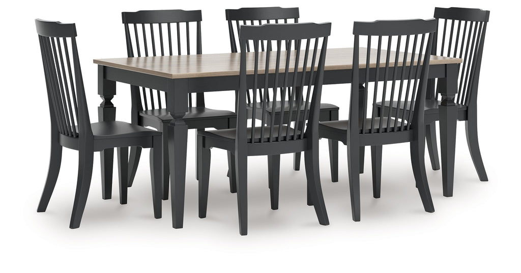 Brenkerton Grayish Brown/Black Dining Table and 6 Chairs