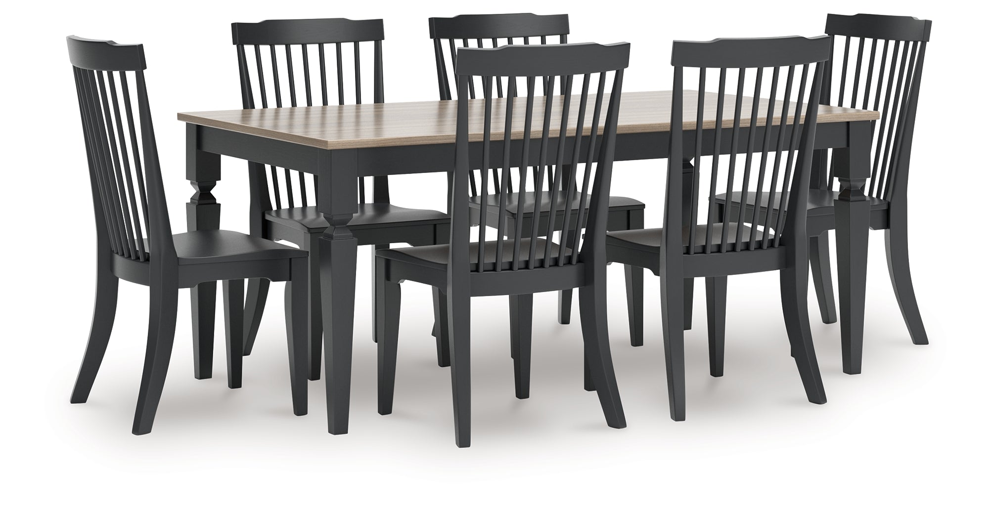 Brenkerton Grayish Brown/Black Dining Table and 6 Chairs