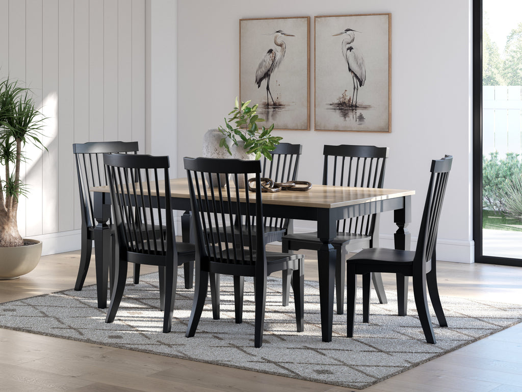 Brenkerton Grayish Brown/Black Dining Table and 6 Chairs