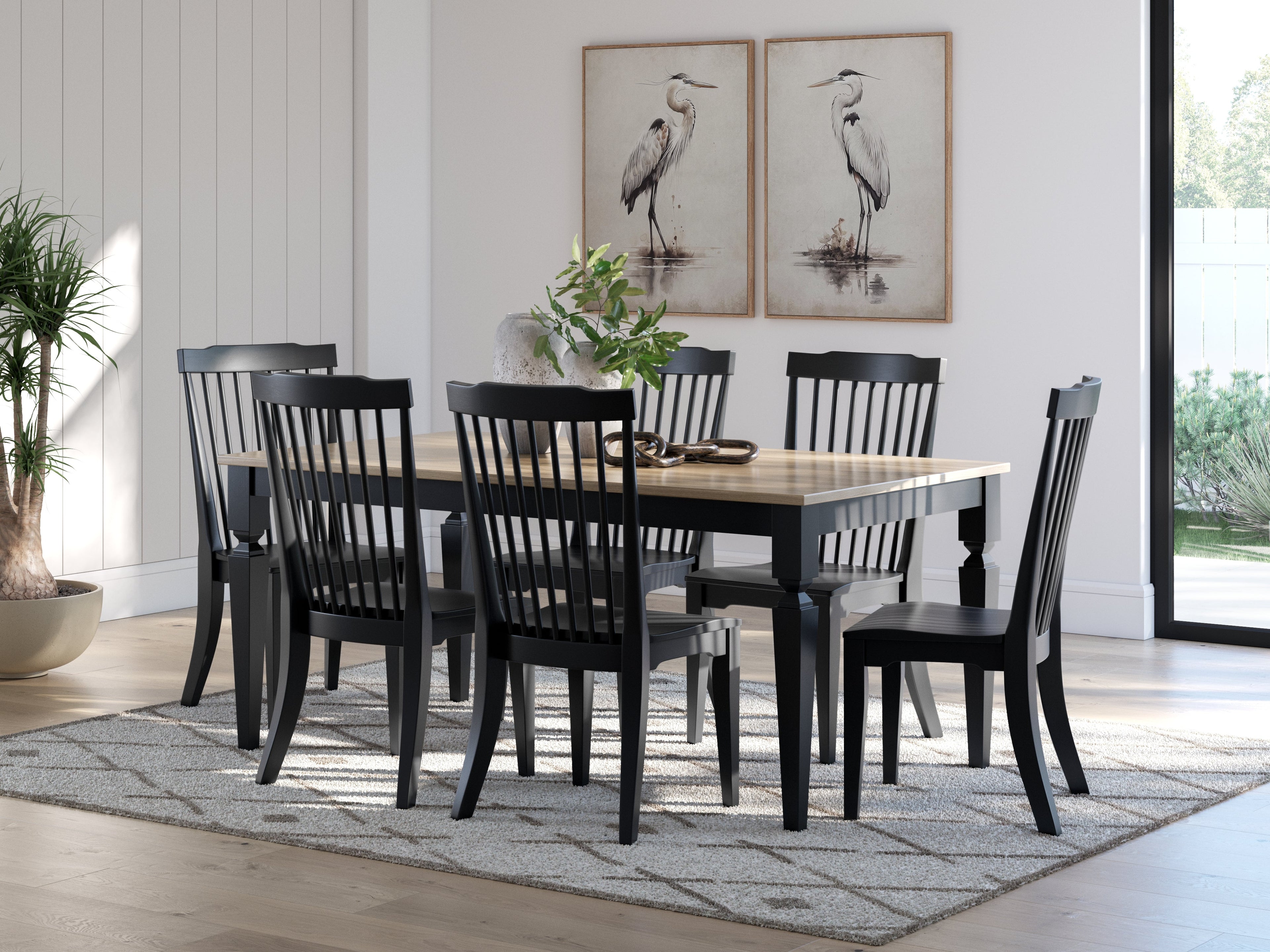 Brenkerton Grayish Brown/Black Dining Table and 6 Chairs