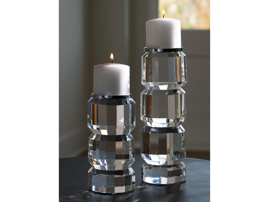 Brentley Clear/Silver Finish Candle Holder Set (Set of 2)