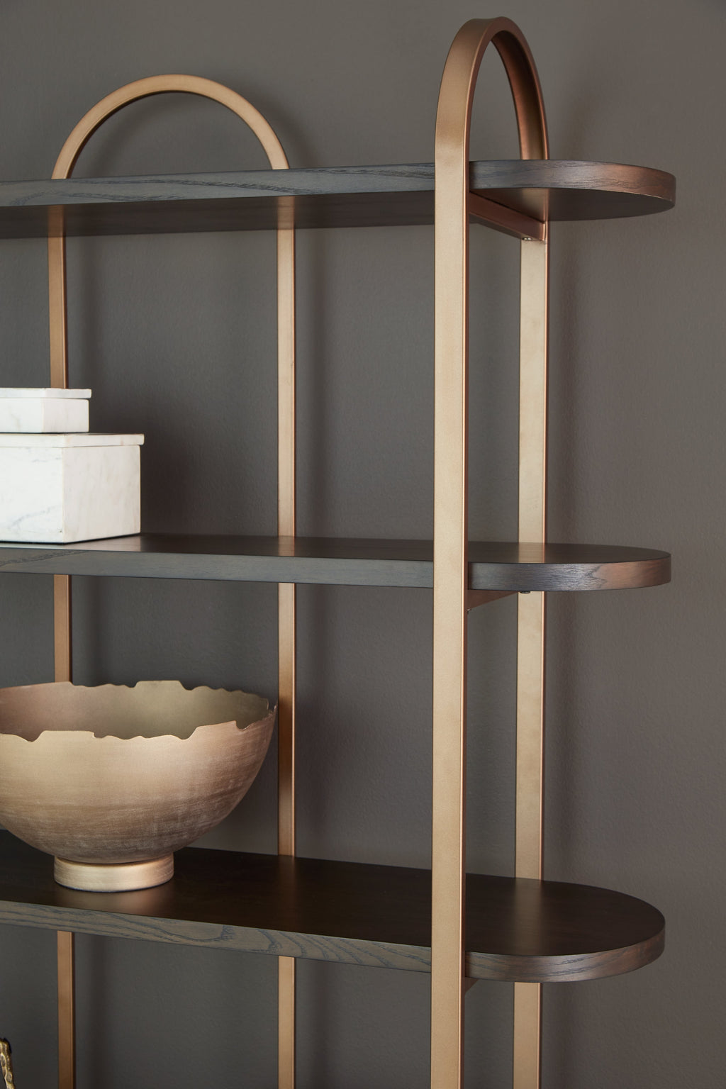 Brentmour Brown & Gold Bookcase