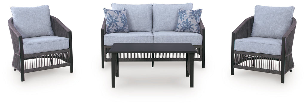 Bridges Beach Gray Love/Chairs/Table Set (Set of 4)