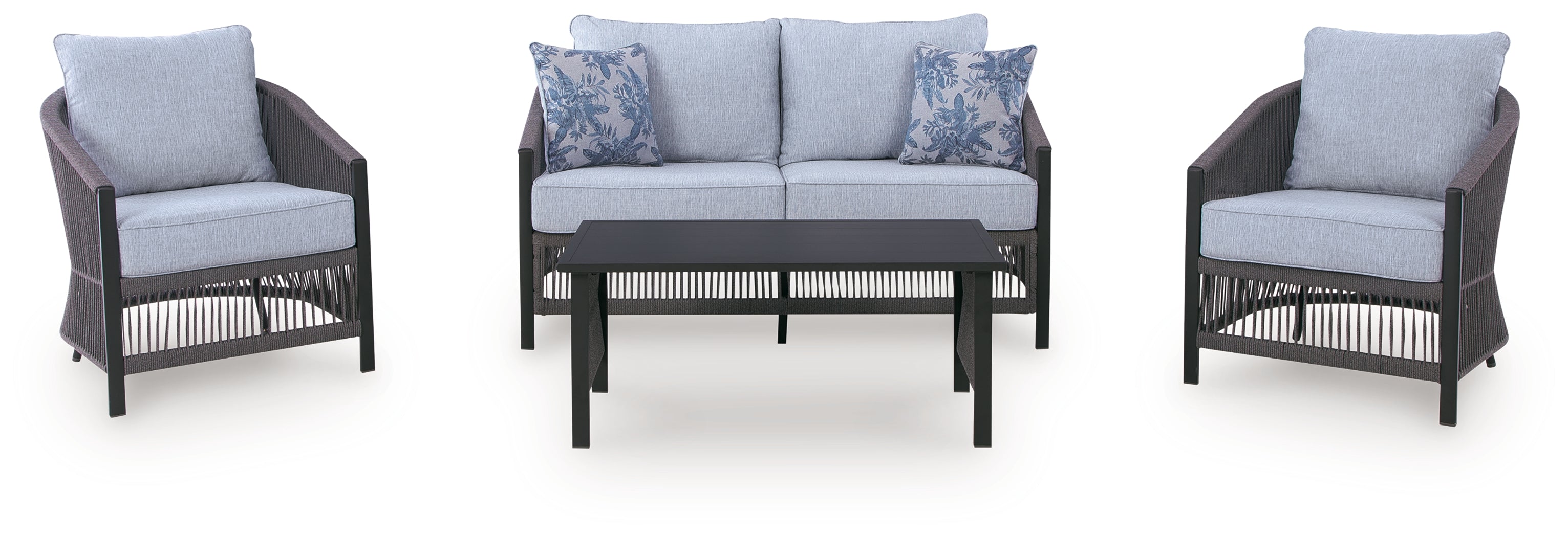 Bridges Beach Gray Love/Chairs/Table Set (Set of 4)