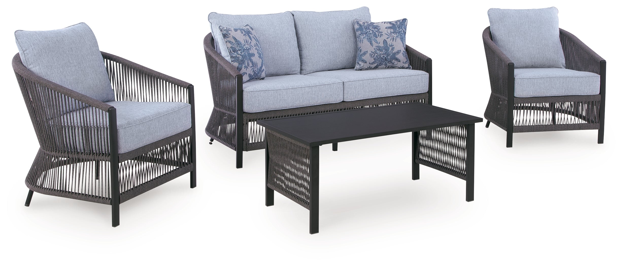 Bridges Beach Gray Love/Chairs/Table Set (Set of 4)