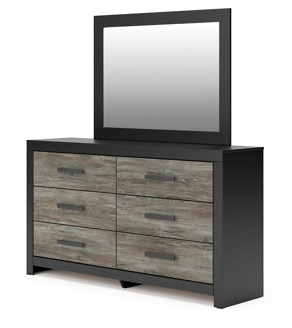 Broachmyn Black/Gray Full Bookcase Bed, Dresser and Mirror