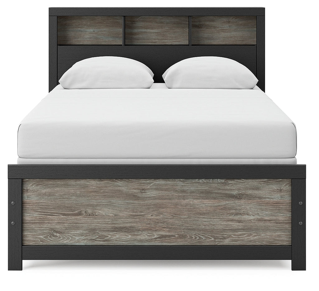 Broachmyn Black/Gray Full Bookcase Bed, Dresser and Mirror