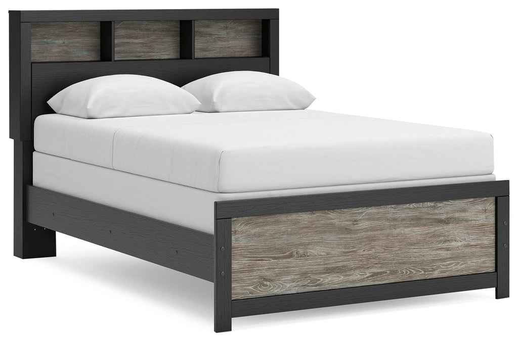 Broachmyn Black/Gray Full Bookcase Bed, Dresser and Mirror
