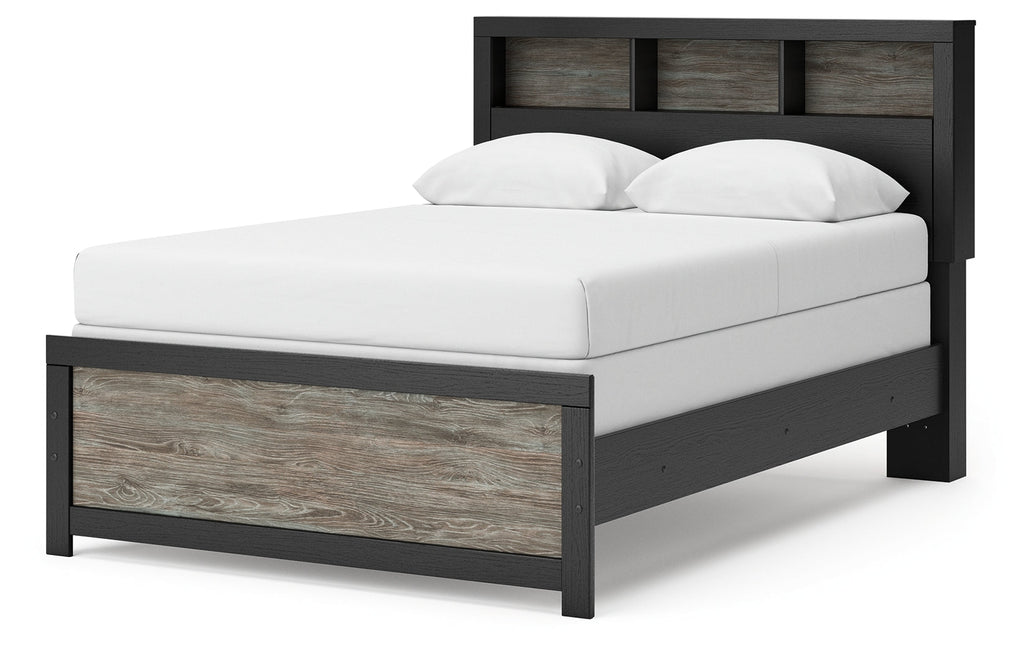 Broachmyn Black/Gray Full Bookcase Bed, Dresser and Mirror