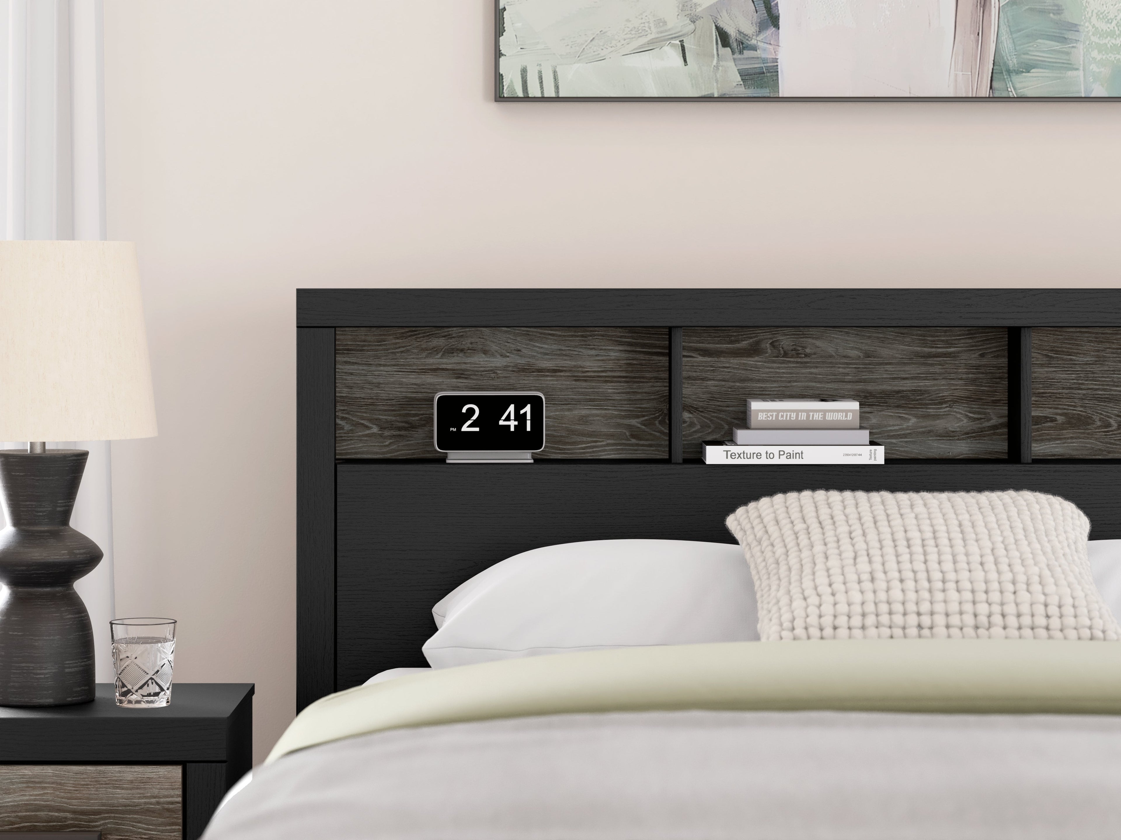 Broachmyn Black/Gray Full Bookcase Bed, Dresser and Mirror