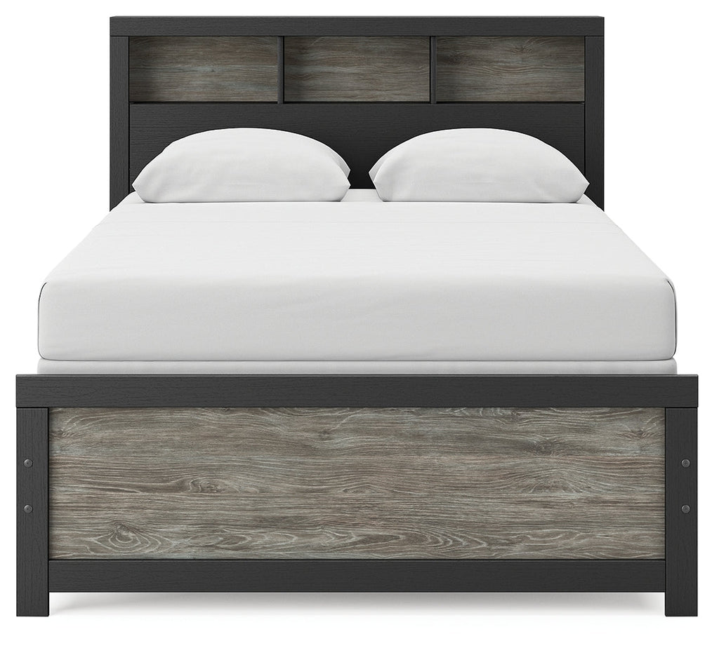 Broachmyn Black/Gray Full Bookcase Bed