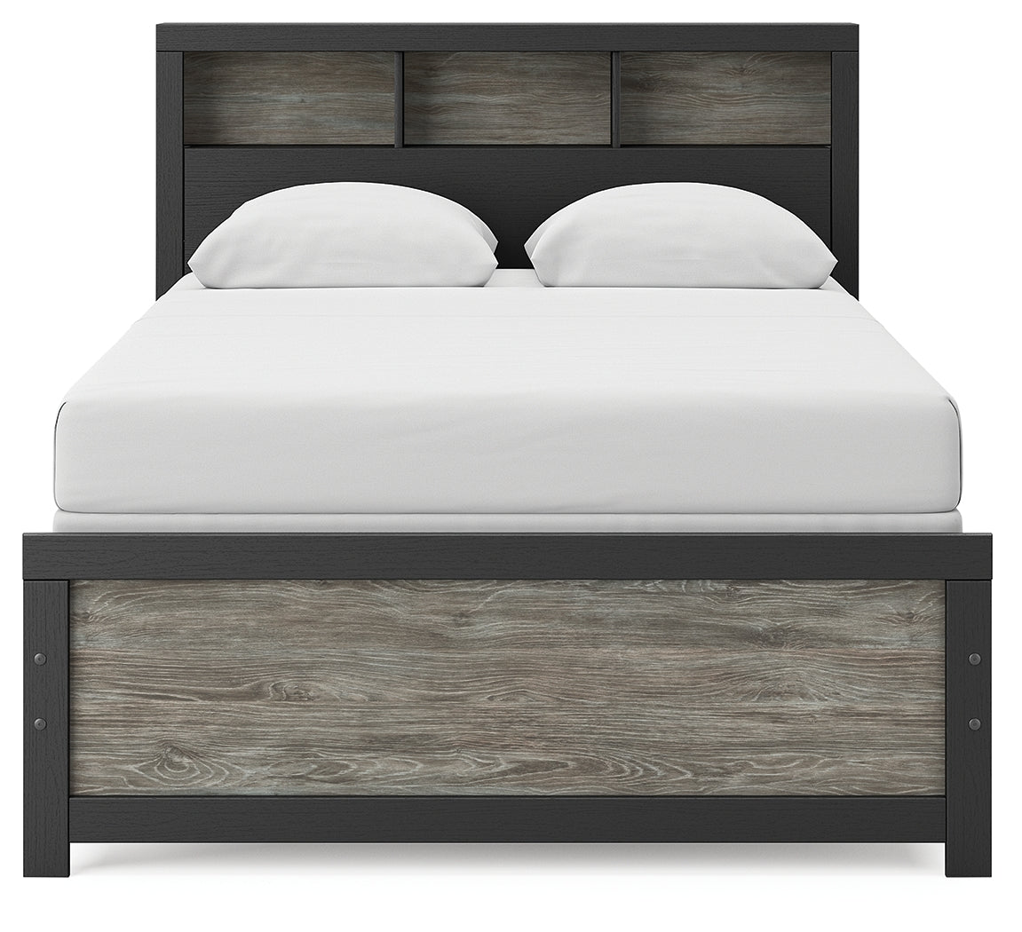 Broachmyn Black/Gray Full Bookcase Bed