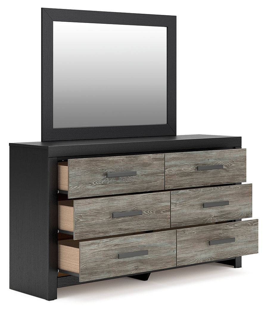 Broachmyn Black/Gray Full Panel Bed, Dresser and Mirror