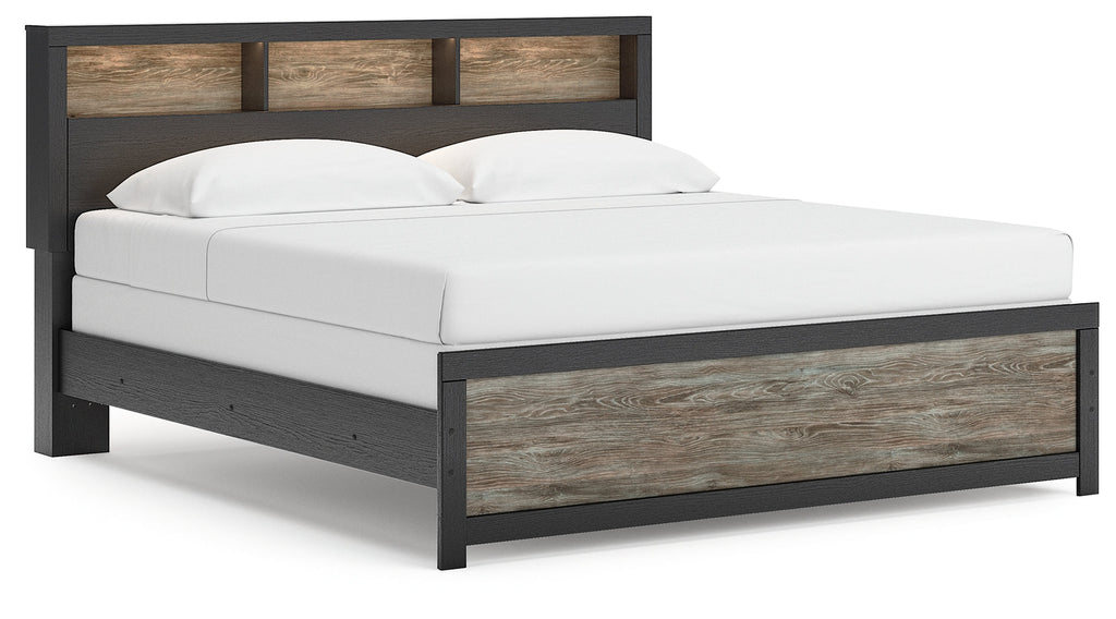 Broachmyn Black/Gray King Bookcase Panel Bed