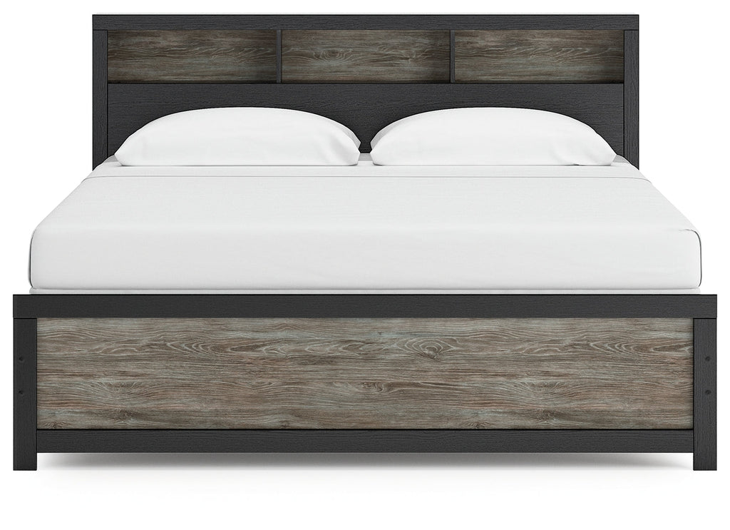 Broachmyn Black/Gray King Bookcase Panel Bed