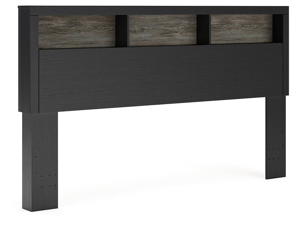 Broachmyn Black/Gray Lighted King Bookcase Headboard