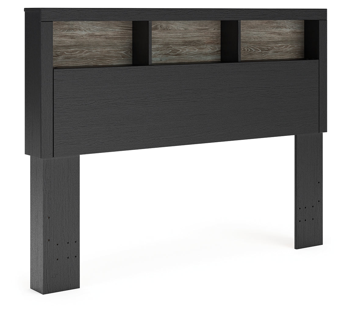 Broachmyn Black/Gray Lighted Queen Bookcase Headboard