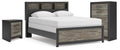 Broachmyn Black/Gray Queen Bookcase Bed, Chest and Nightstand