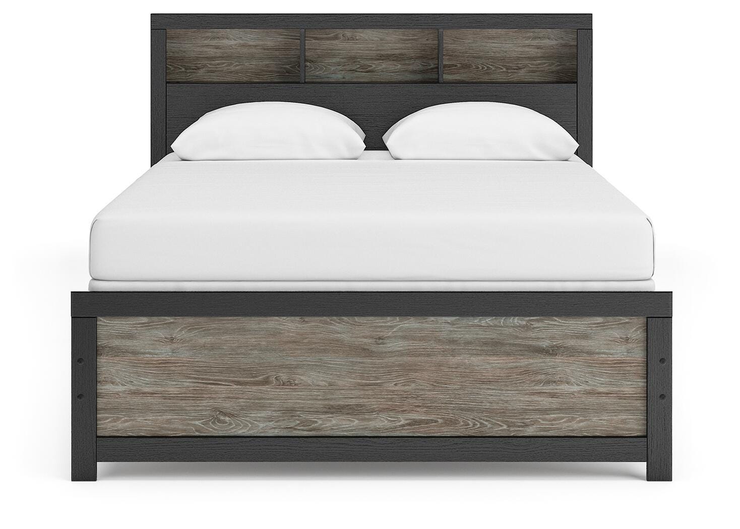 Broachmyn Black/Gray Queen Bookcase Bed, Chest and Nightstand