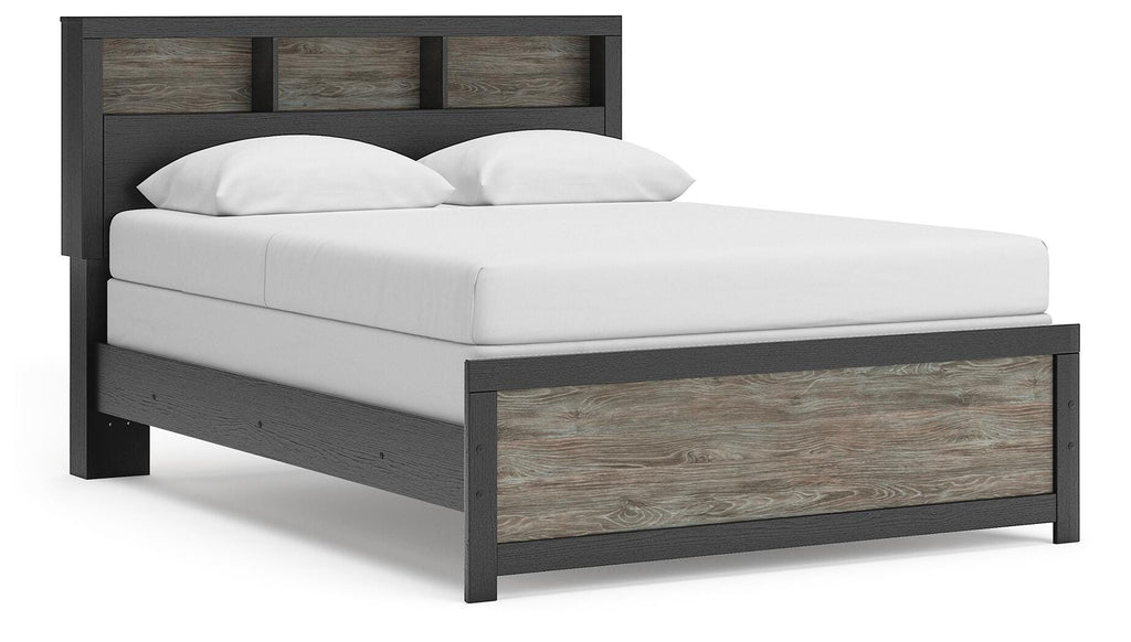 Broachmyn Black/Gray Queen Bookcase Bed, Chest and Nightstand