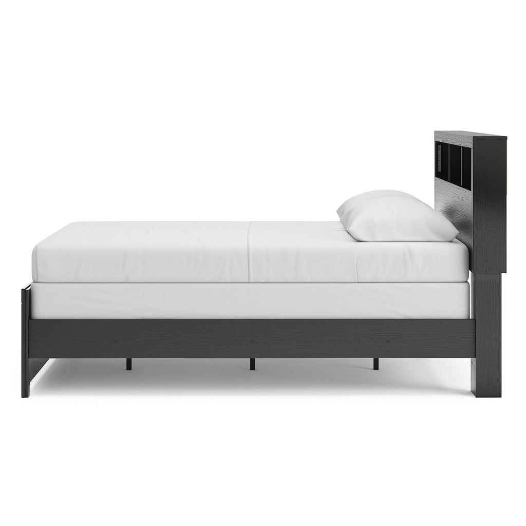 Broachmyn Black/Gray Queen Bookcase Bed, Chest and Nightstand